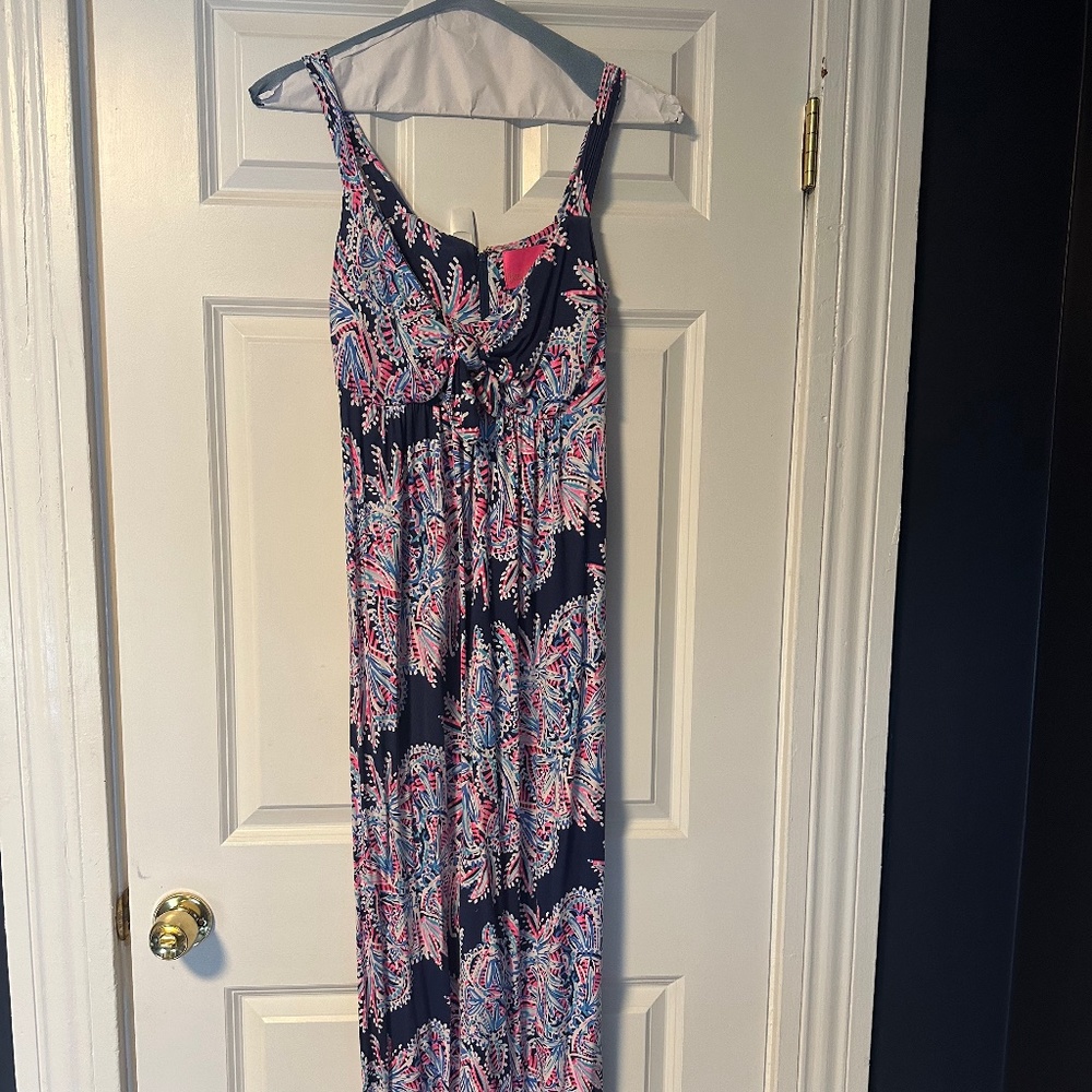 Lilly Pulitzer Maui Maxi Dress. Oyster Bay Blue Miss Shell print. Size 6.